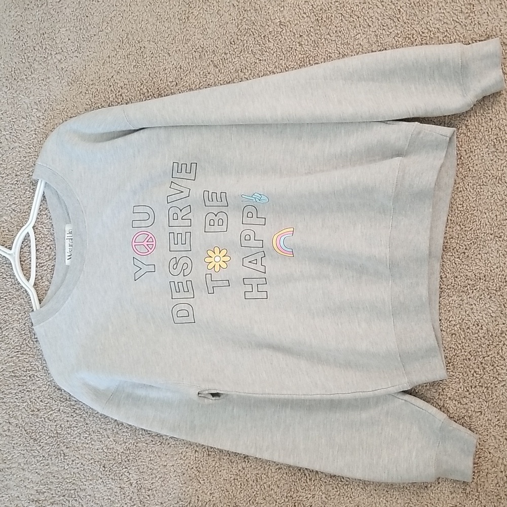 Wound Up Cozy Rainbow Happiness Flower Peace Soft Casual Medium Sweater